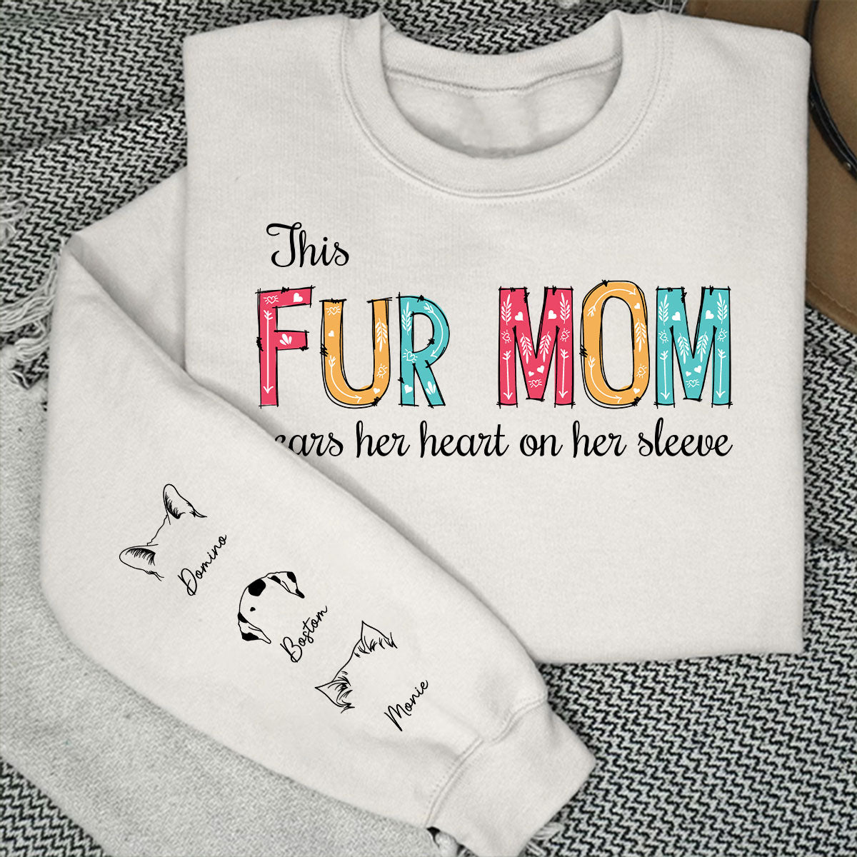 Customizable Pet Mom and Dad Hearts-on-Sleeve Sweatshirt for Pet Lovers