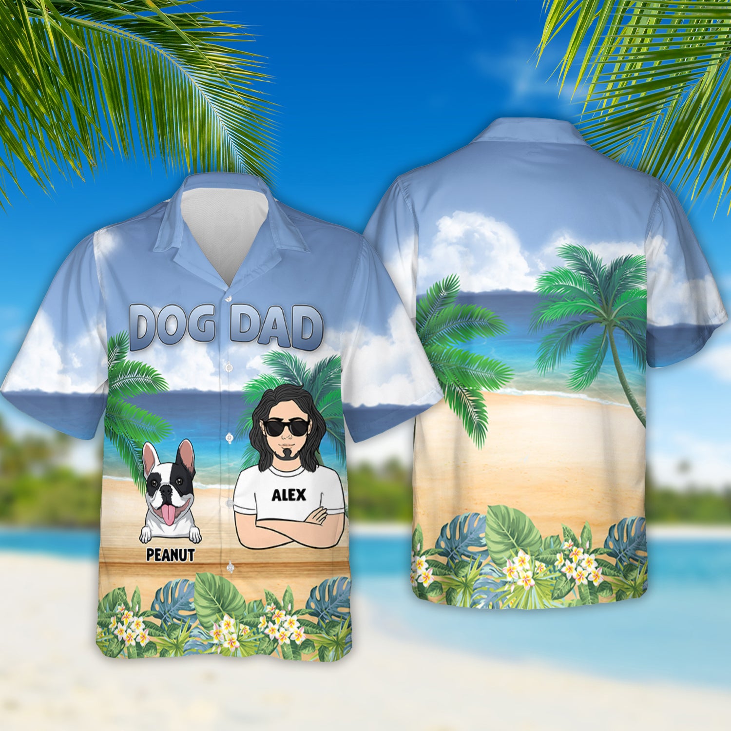 Customizable Dog Dad Summer Hawaiian Shirt - Personalized for Pet Lovers
