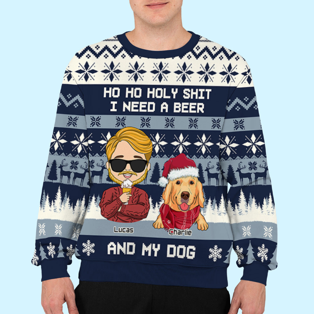 Ho Ho Christmas - Customizable All-Over Print Personalized Sweatshirt for Pet Lovers