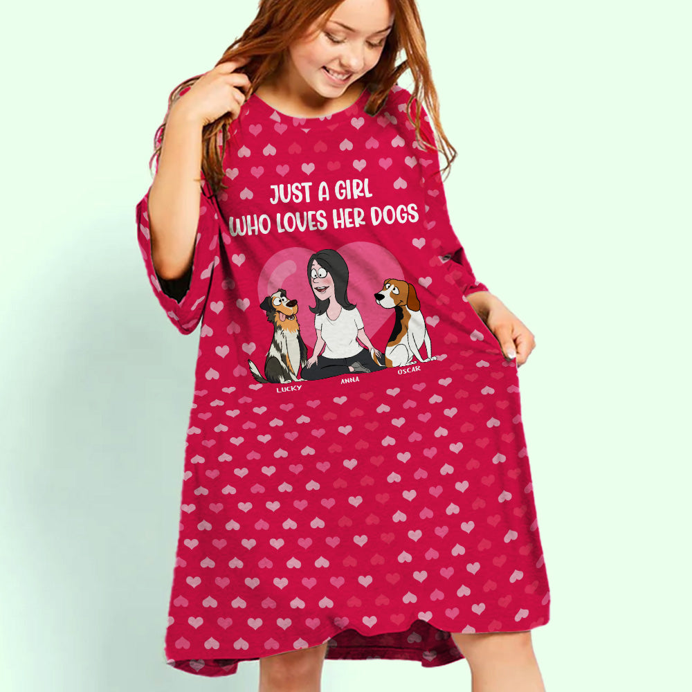 Personalized Custom 3/4 Sleeve Dog - Loving Girl Dress