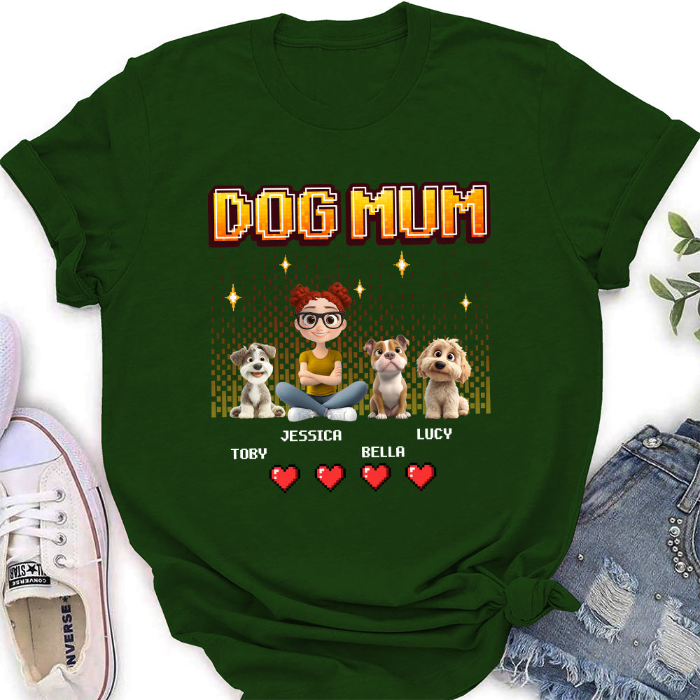 Customizable Dog Mom Pixel Women's T-Shirt - Ideal Gift for Pet Lovers