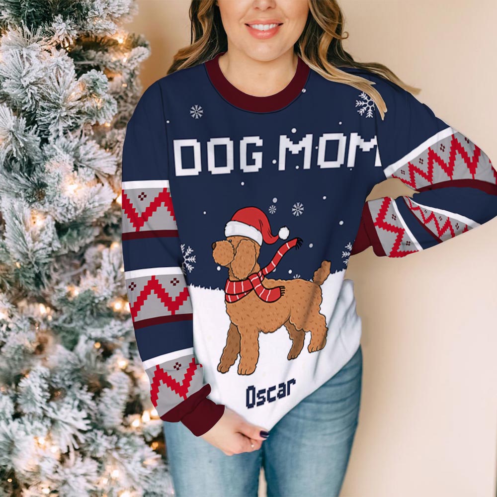 Personalized Dog Dad Snow Flake All-Over-Print Sweatshirt - Ideal Gift for Pet Lovers