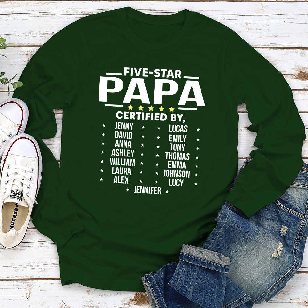 Five Star Grandpa - Customizable Personalized Long Sleeve T-shirt for Pet Lovers