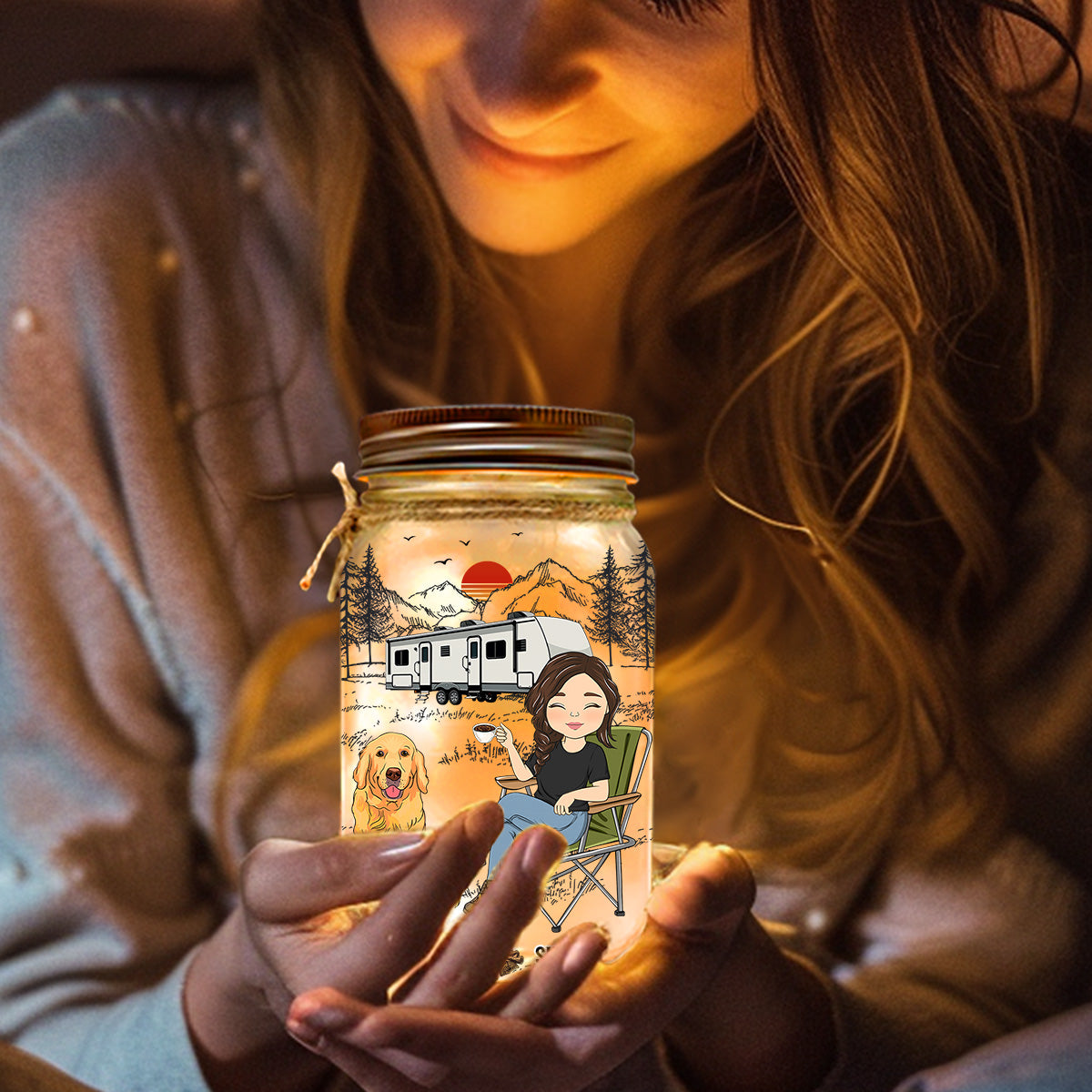 Personalized 'And She Lived Happily Ever After' Custom Mason Jar Light - Ideal Gift for Pet Lovers