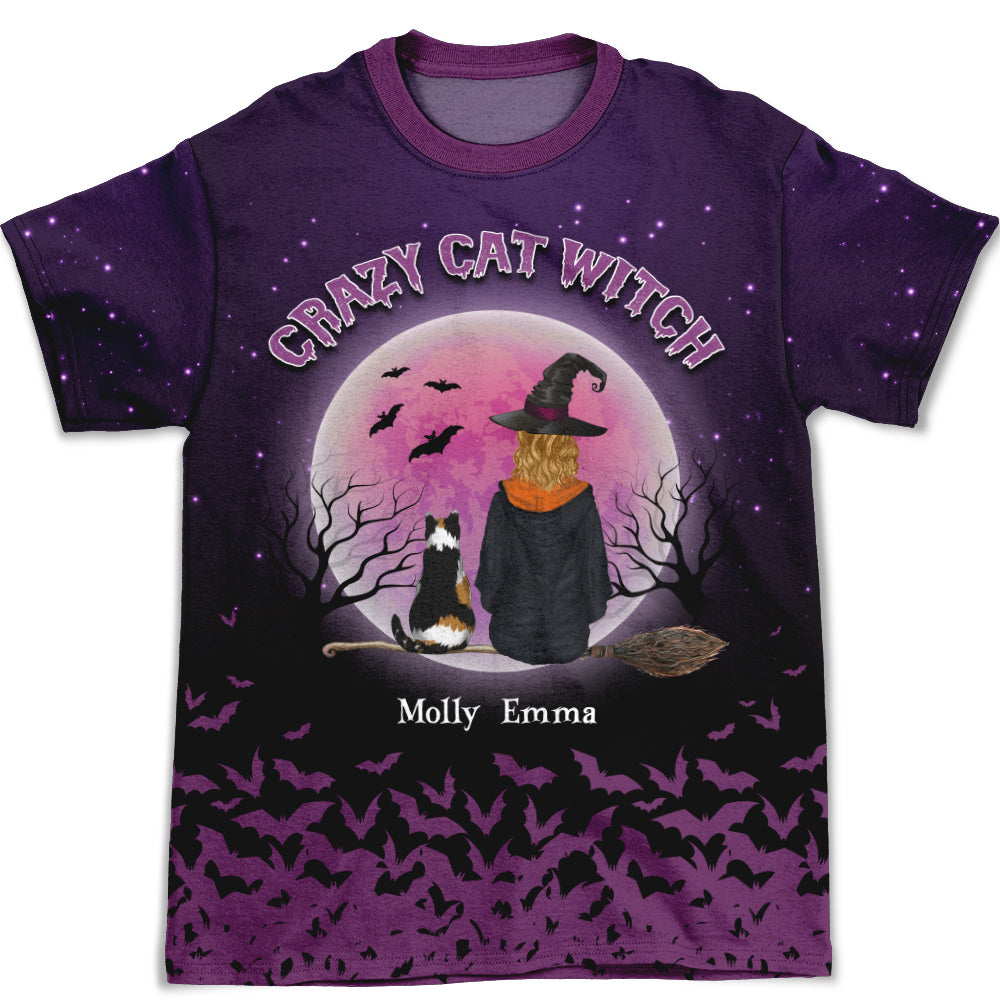 Personalized Cat Witch All-over Print T-shirt - Ideal Gift for Cat Lovers