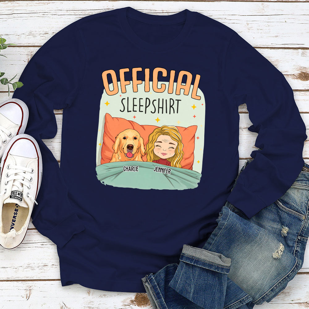 Personalized Custom Long Sleeve T-shirt - Sleep With My Dog Design