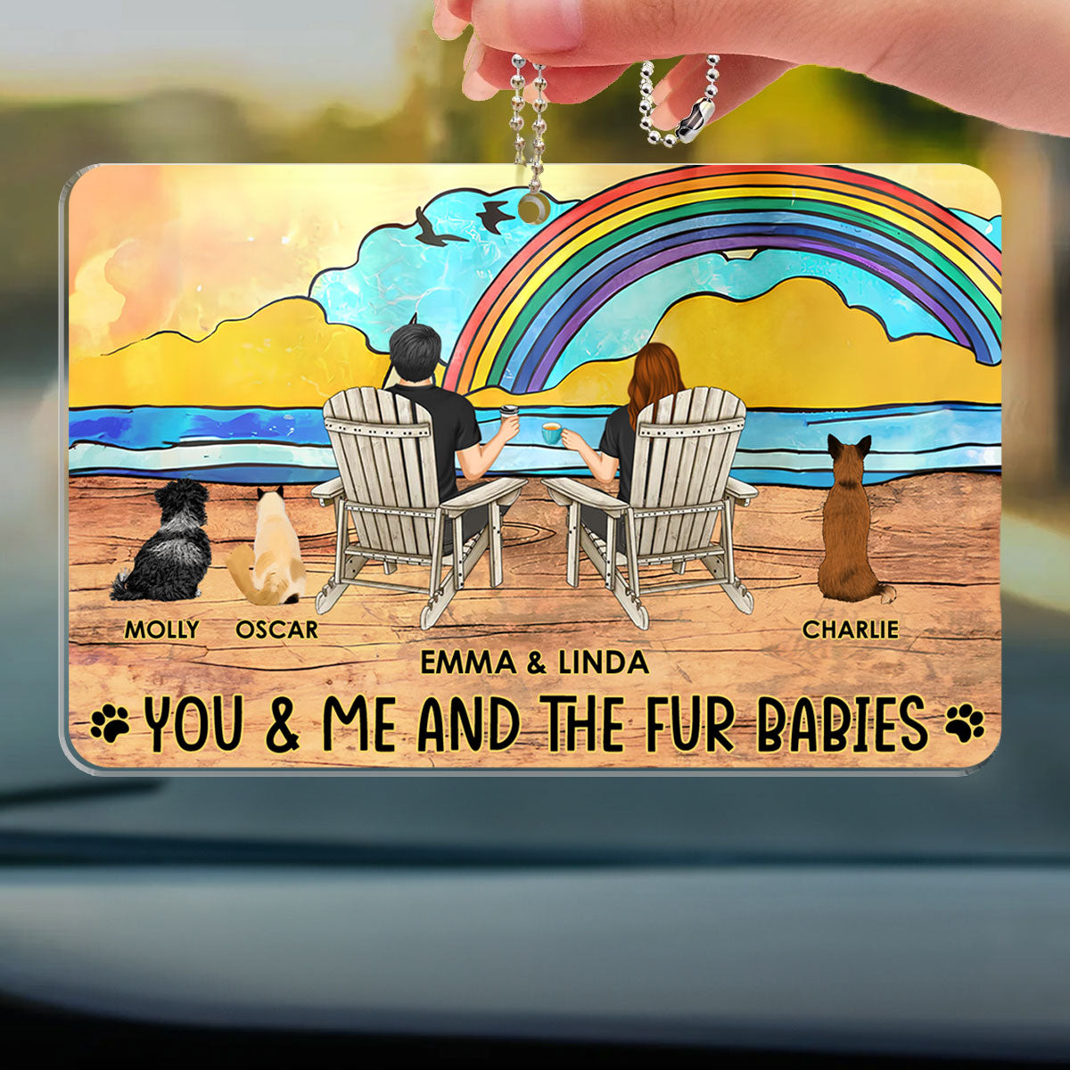 Customizable You, Me And Our Pets Personalized Car Ornament