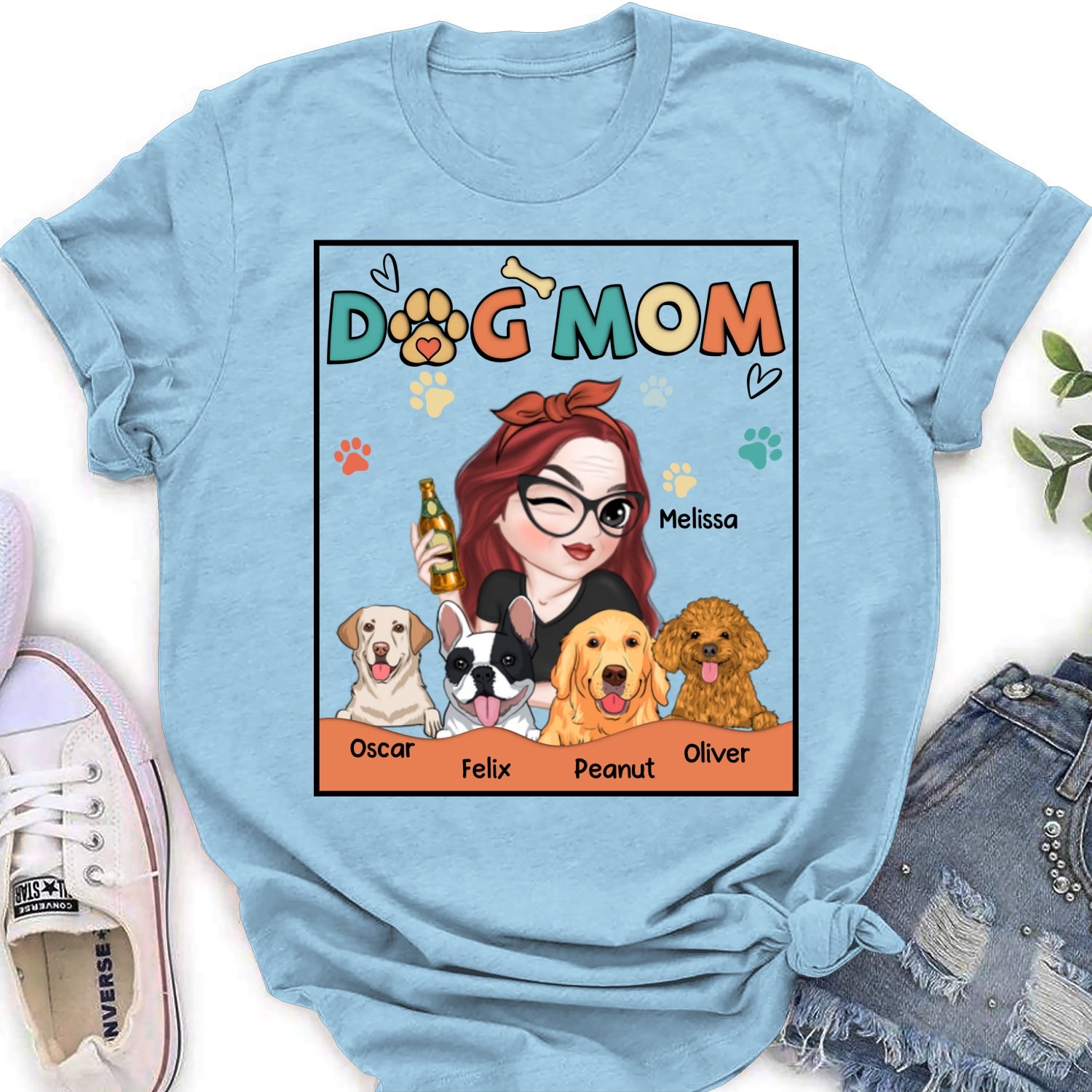 Customizable Lovely Dog Mom Women's T-shirt - Ideal Gift for Pet Lovers
