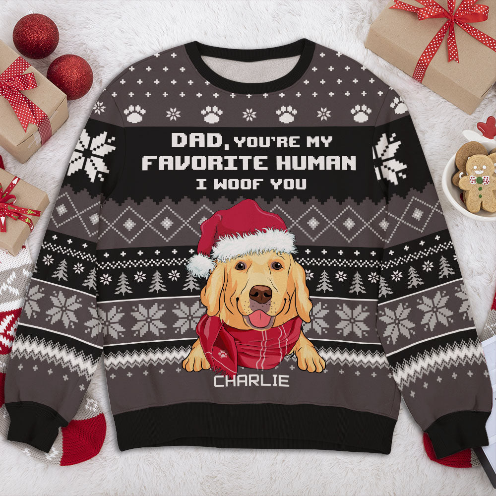Personalized Custom All-Over-Print 'My Favorite Human' Sweatshirt - Ideal Gift for Pet Lovers