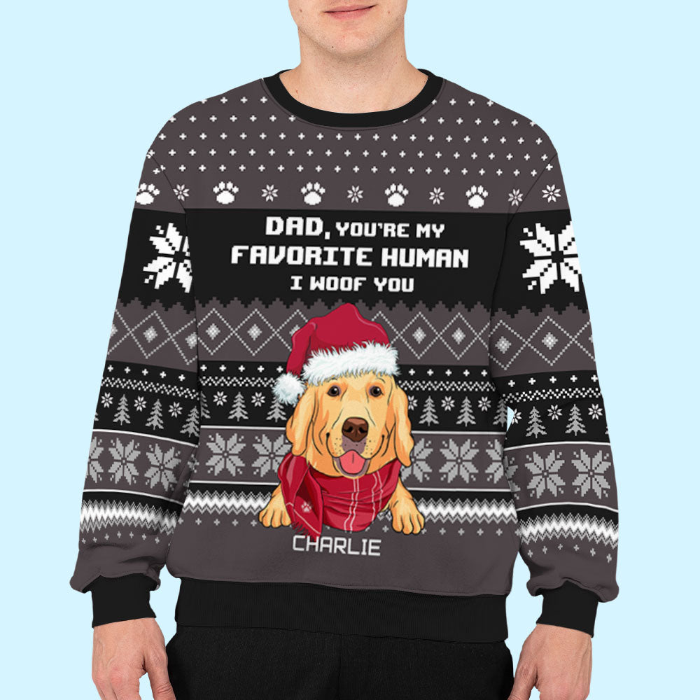 Personalized Custom All-Over-Print 'My Favorite Human' Sweatshirt - Ideal Gift for Pet Lovers