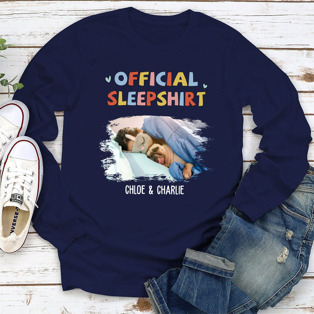 Personalized Custom Long Sleeve Sleeping Pet Sleepshirt Version 2 Photo T-shirt for Pet Lovers