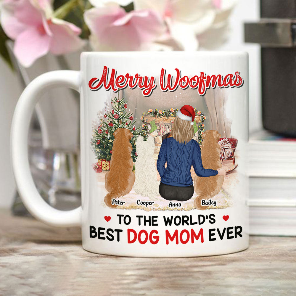 Personalized Merry Woofmas Custom Coffee Mug for Dog Moms