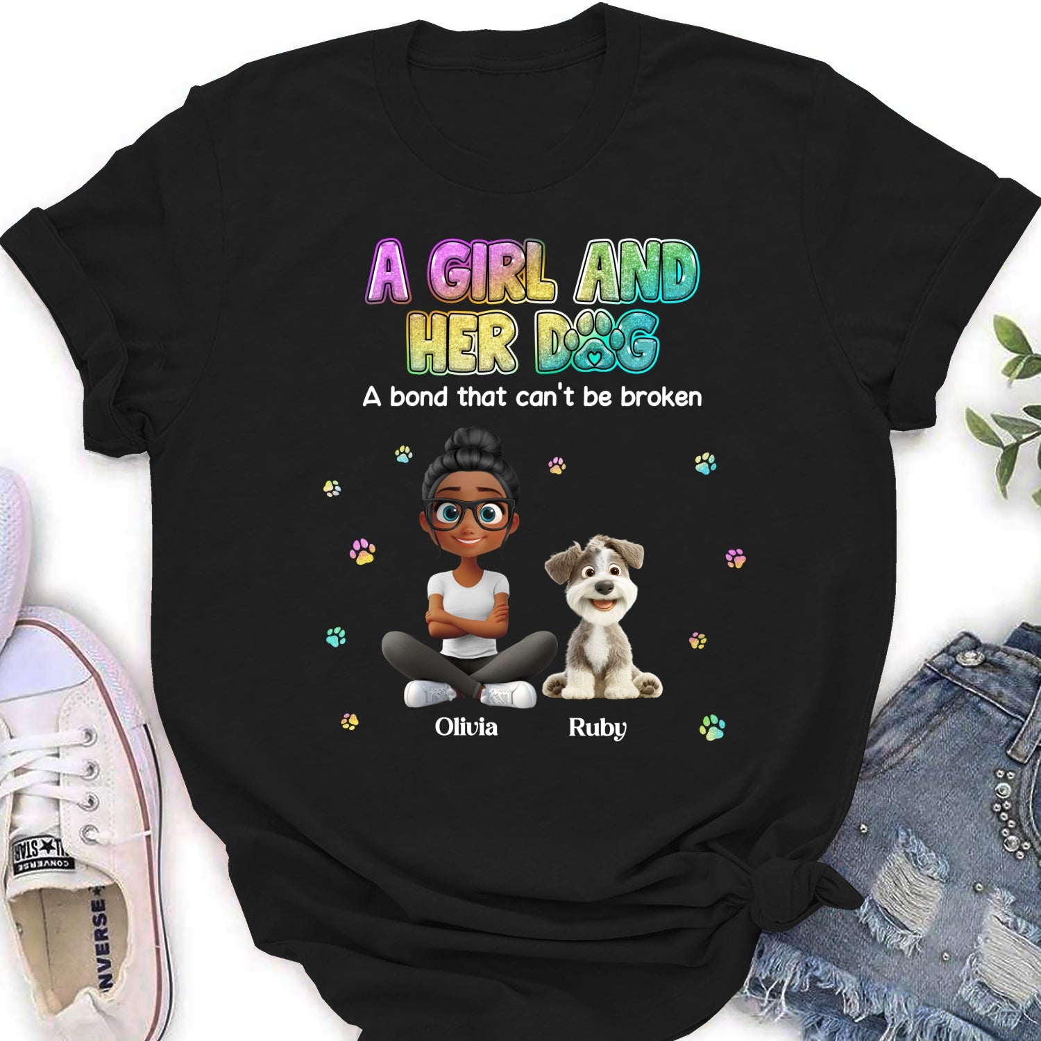 Personalized Custom Women's 'A Girl And Her Dog' T-shirt - Ideal Gift for Pet Lovers