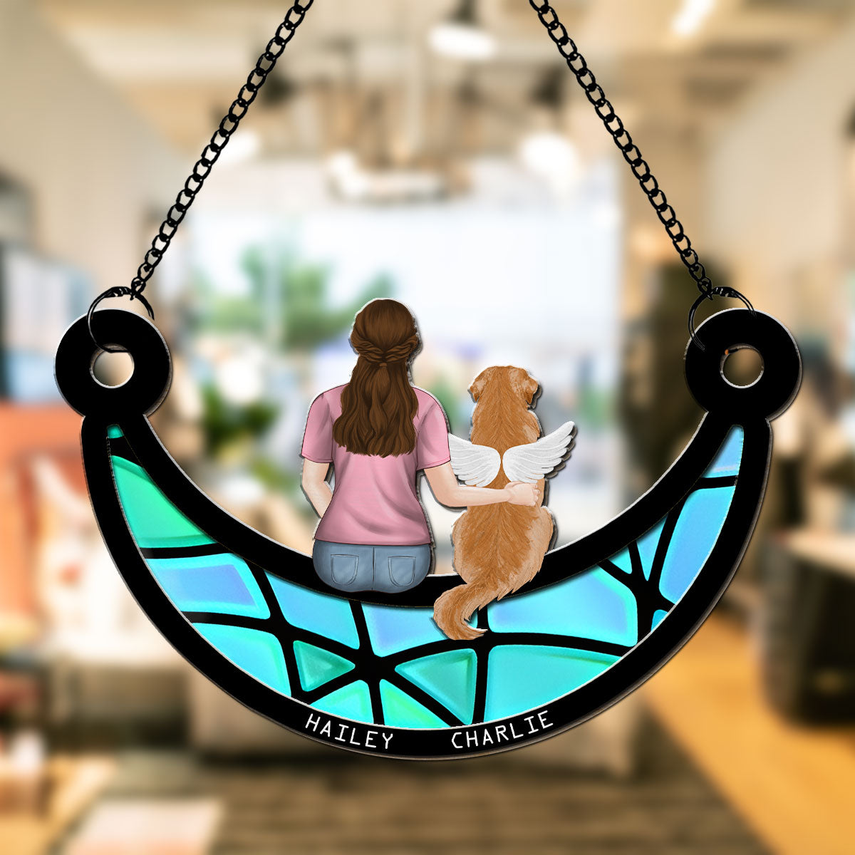 Personalized Custom 'A Girl And Her Dog' Suncatcher - Ideal Home Decor & Gift