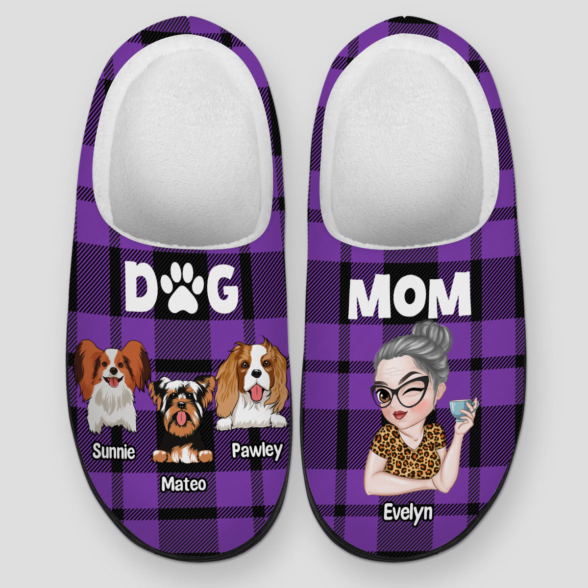 Personalized Custom Dog Mom Plush Slippers - Ideal Gift for Pet Lovers