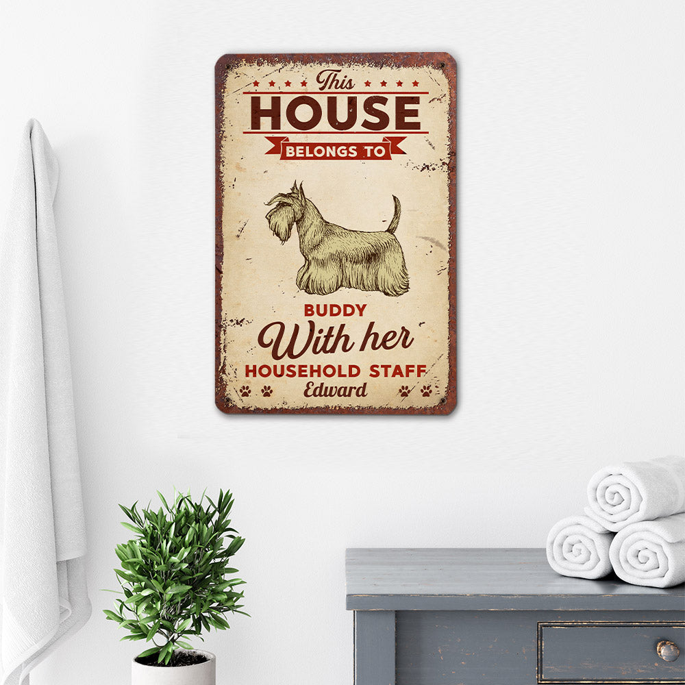 Personalized Custom 'This House Belongs To' Metal Sign for Dog Lovers