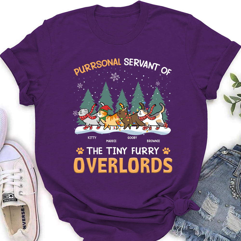 Customizable Personalized Women's T-shirt: Servant Of Tiny Overlords for Pet Lovers