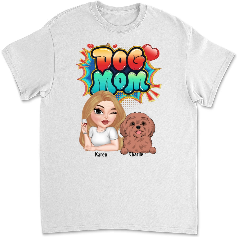 Sweet Dog Mom - Personalized Custom Unisex Cotton T-Shirt for Pet Lovers