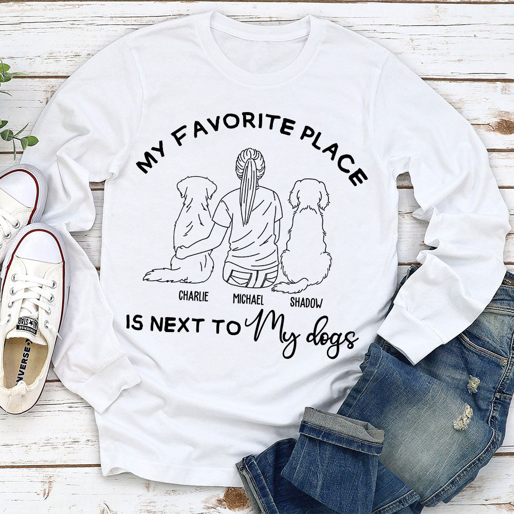 Personalized Custom Long Sleeve T-shirt: My Favorite Spot Is By My Dog