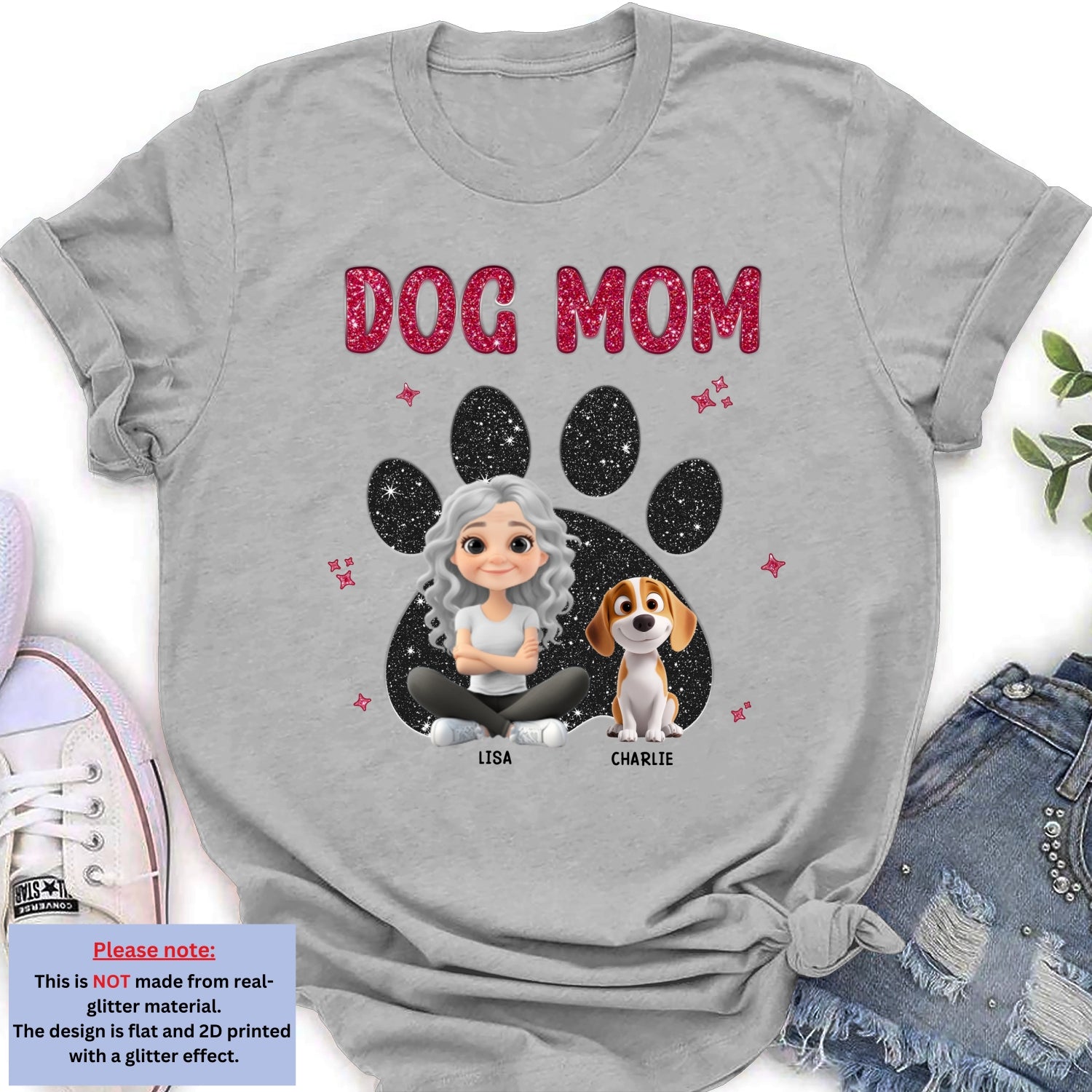 Personalized Custom Dog Mom Black Blink Women's T-Shirt - Ideal Gift for Pet Lovers