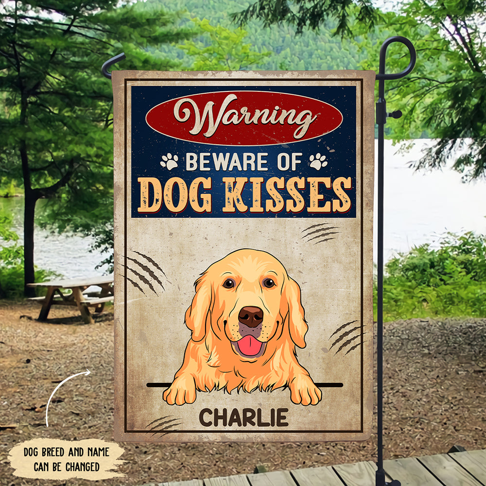 Personalized Dog Kisses Custom Garden Flag - Ideal Gift for Pet Lovers