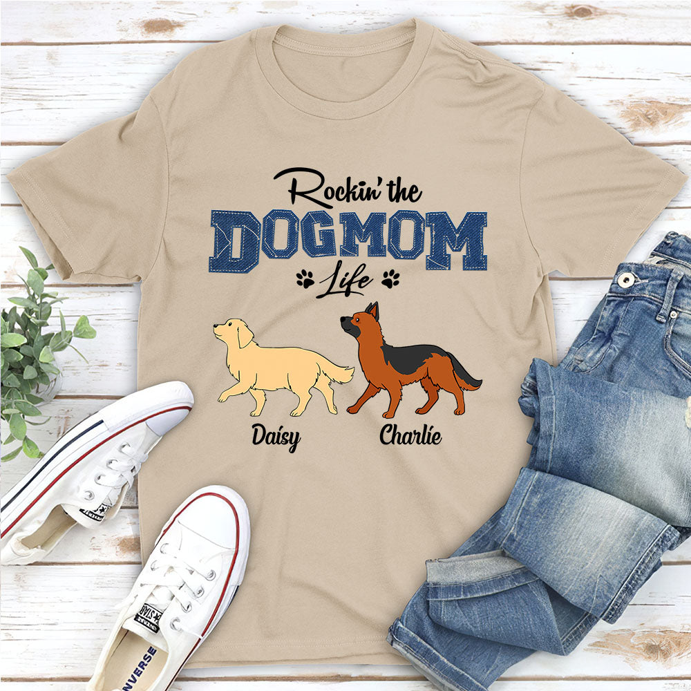 Customizable Unisex Rocking Dog Mom T-shirt - Ideal Gift for Pet Lovers