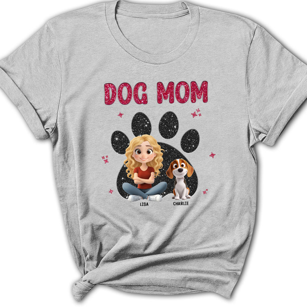 Personalized Custom Dog Mom Black Blink Women's T-Shirt - Ideal Gift for Pet Lovers