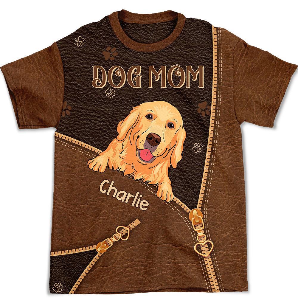 Customizable Dog Mom All-over-print Zipper T-shirt