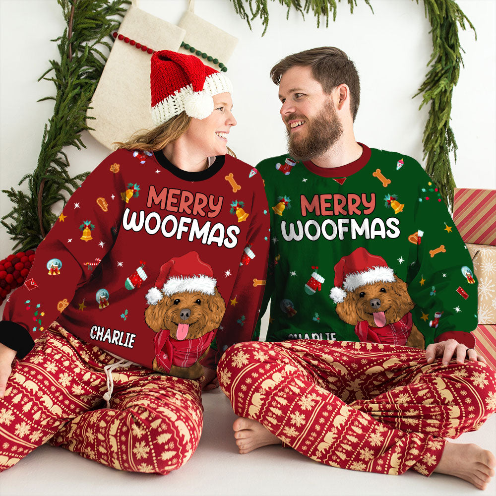 Woofmas Personalized Custom All-Over Print Dog Lover Sweatshirt