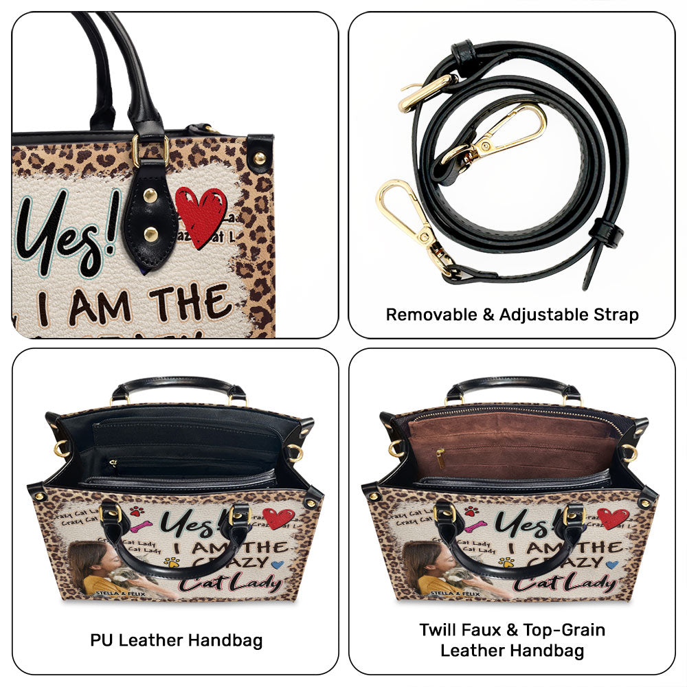 Personalized Custom Leather Bag with Crazy Dog Lady Photo