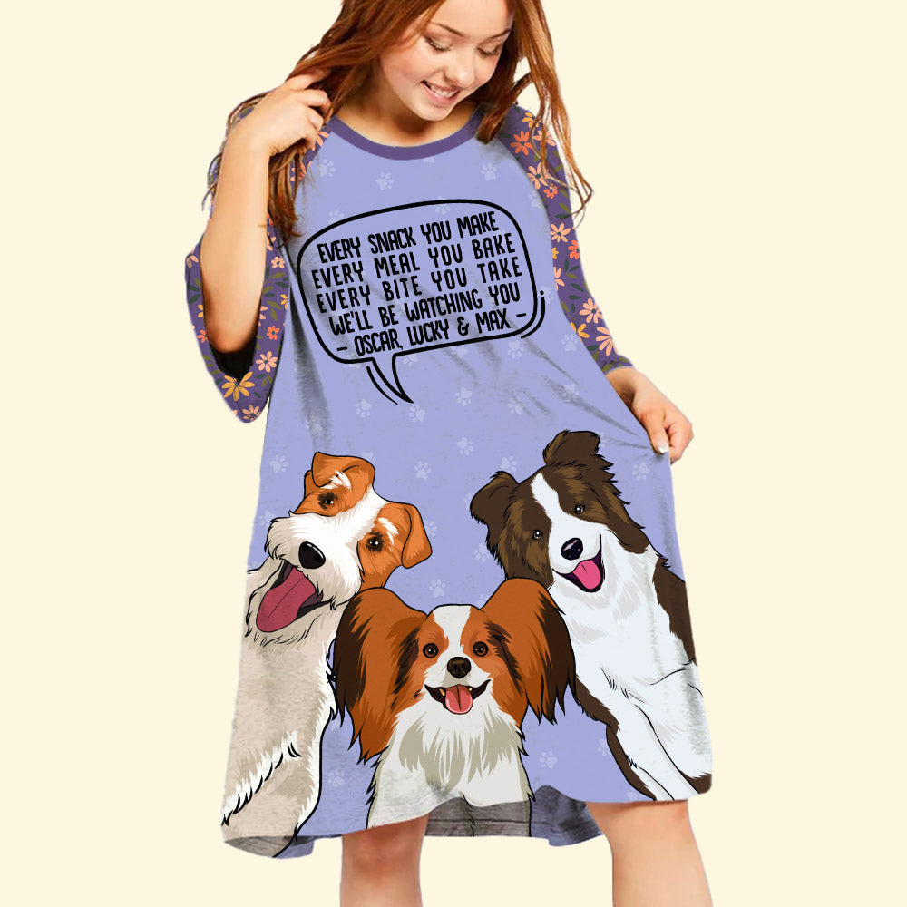 Eye-Catching Personalized 3/4 Sleeve Dog Mom Dress