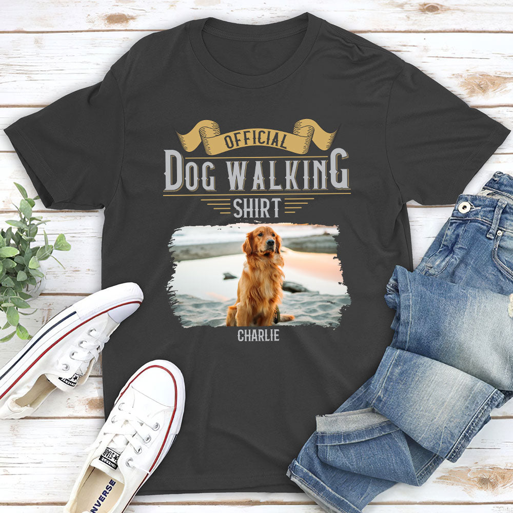 Customizable Vintage Dog Walking Unisex T-shirt - Ideal Gift for Pet Lovers