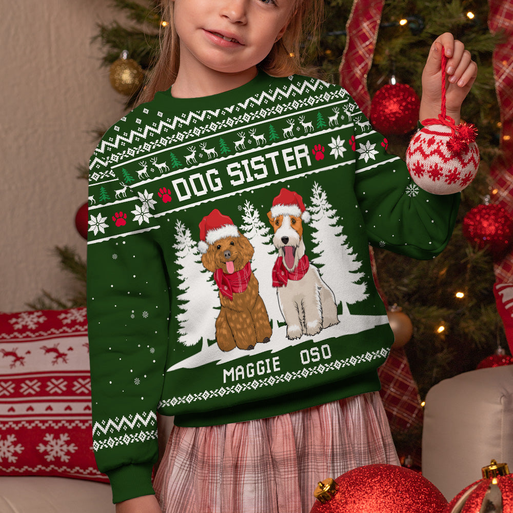 Personalized Custom All-Over-Print Dog Winter Sweatshirt for Kids