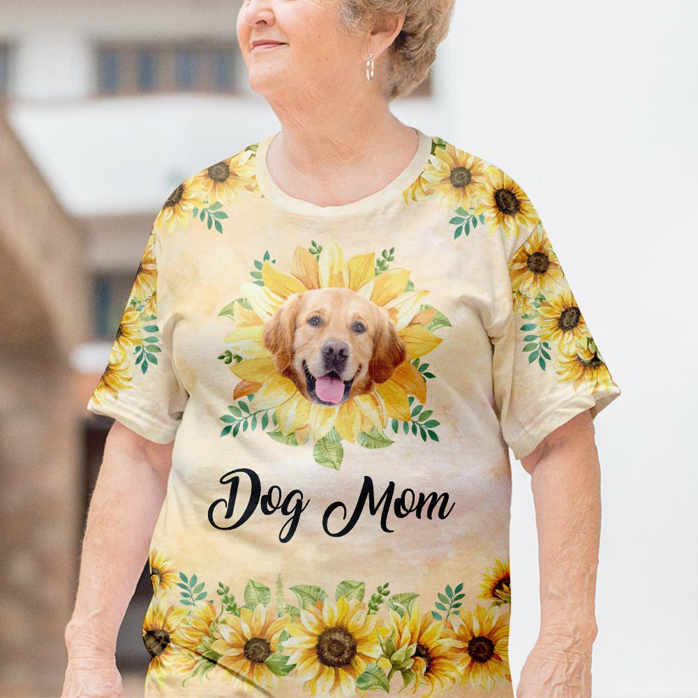 Personalized Dog Sunflower All-over-print Custom Photo T-shirt