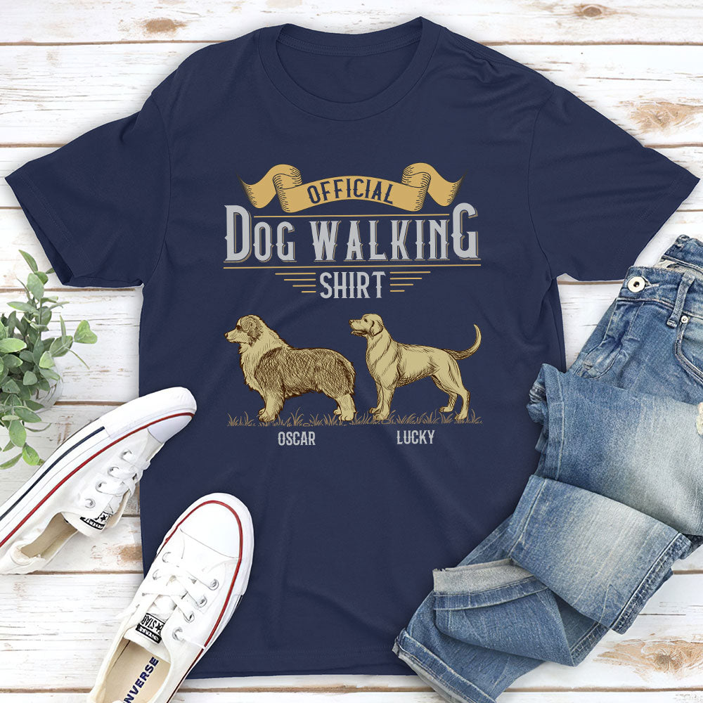 Customizable Vintage Dog Walking Unisex T-shirt - Ideal Gift for Pet Lovers