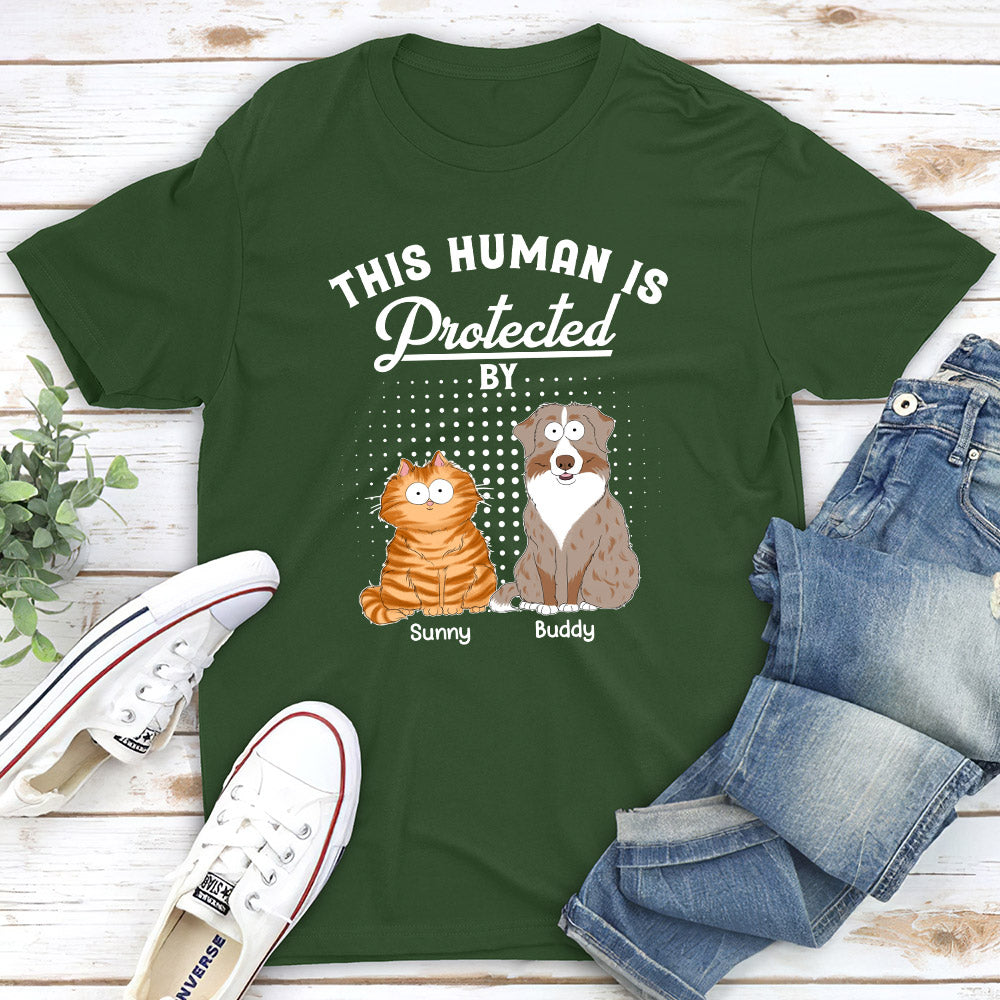 Customizable Unisex 'Protected By My Pet' T-shirt - Ideal Gift for Pet Lovers