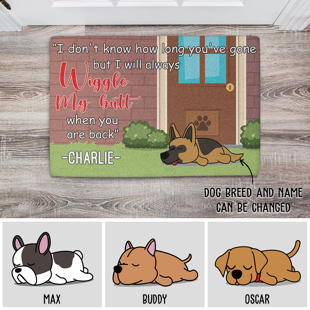 Personalized Dog Picture Doormat - Wiggle My Butt