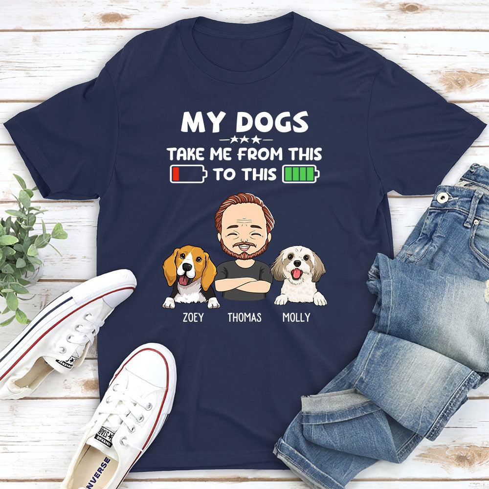 Customizable Unisex Personalized T-shirt for Pet Lovers with Battery Design
