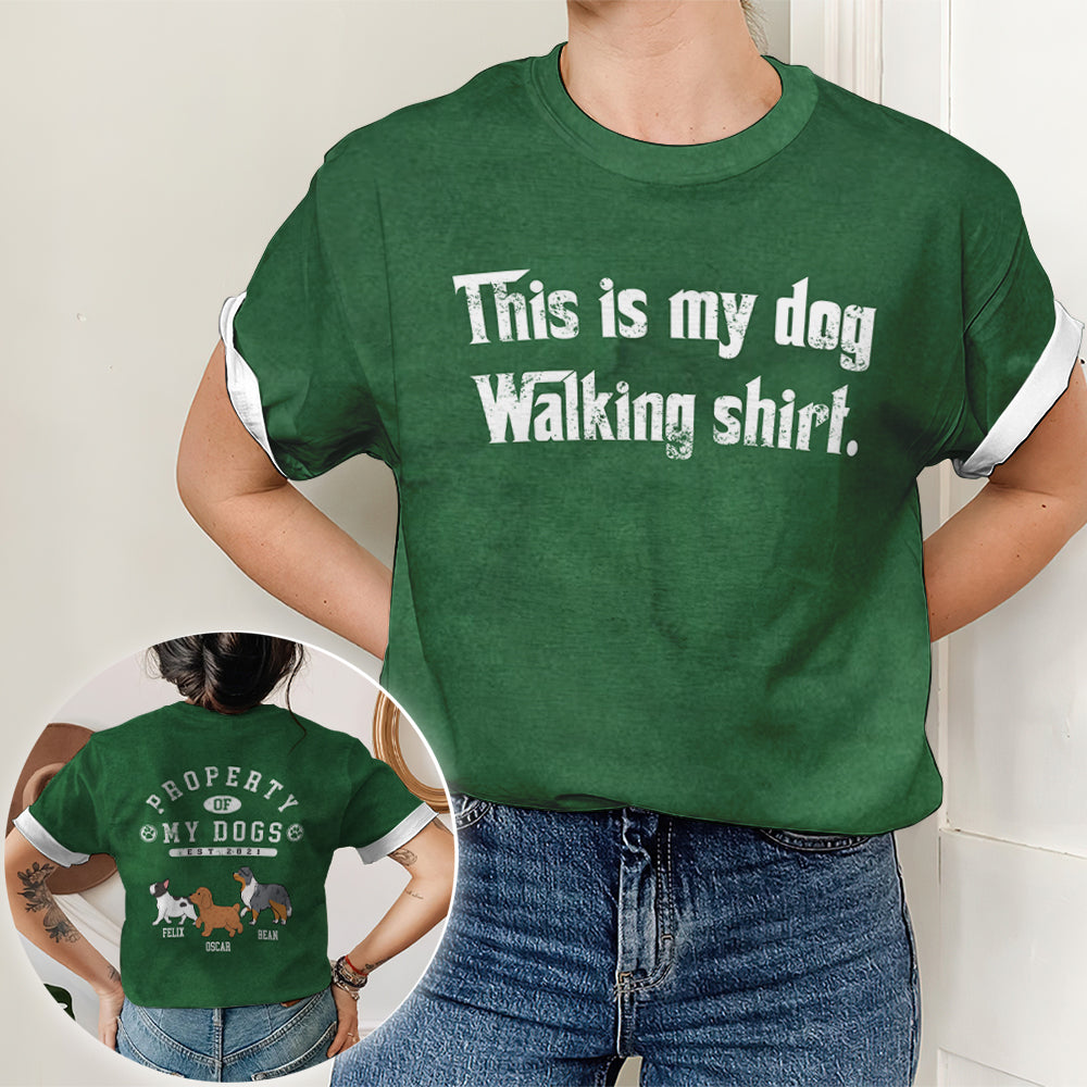 Customizable All-over Print Dog Walking T-shirt - Personalized for Your Canine Adventures