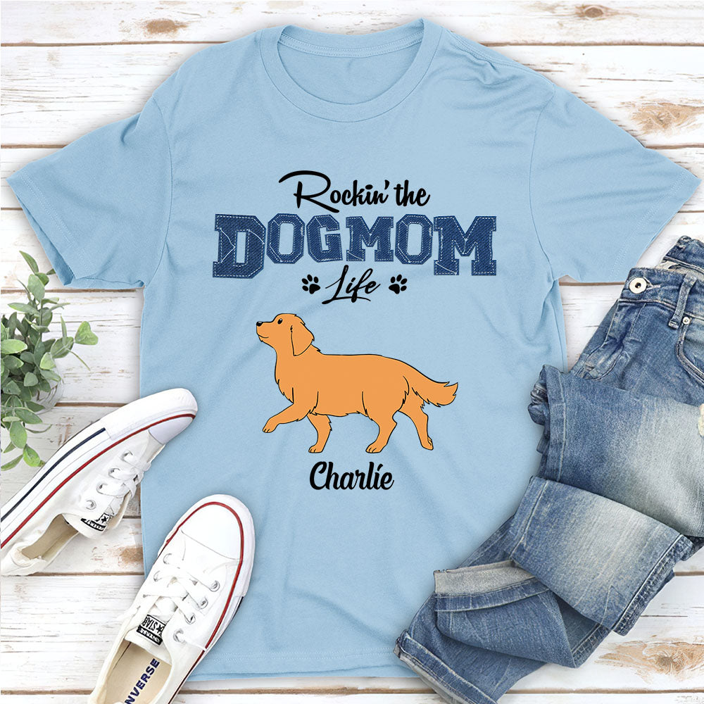 Customizable Unisex Rocking Dog Mom T-shirt - Ideal Gift for Pet Lovers