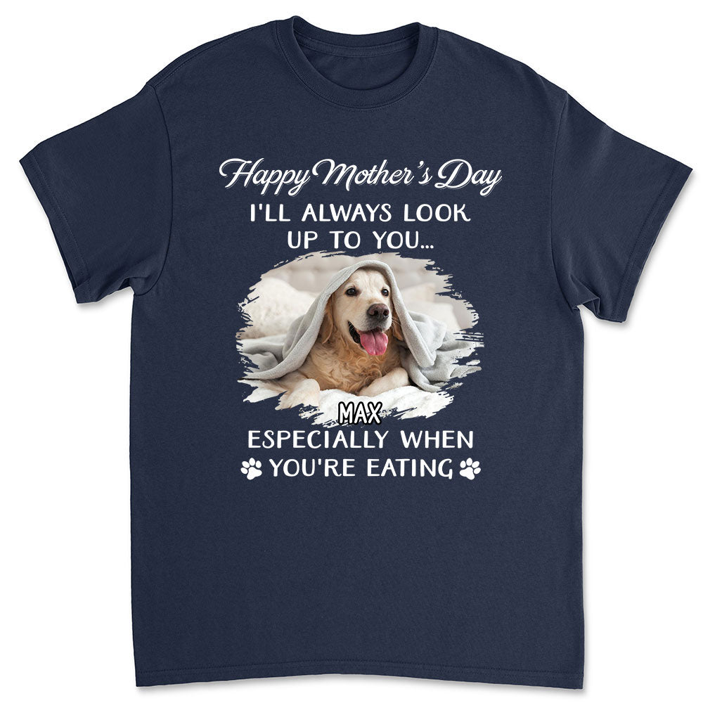 Personalized Custom Unisex Dog Looking Up T-shirt - Ideal Gift for Pet Lovers