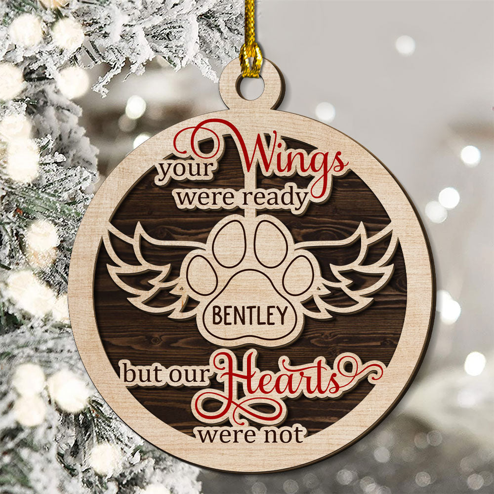 Customizable 2-Layered Angel Wings Wood Christmas Ornament for Pet Lovers