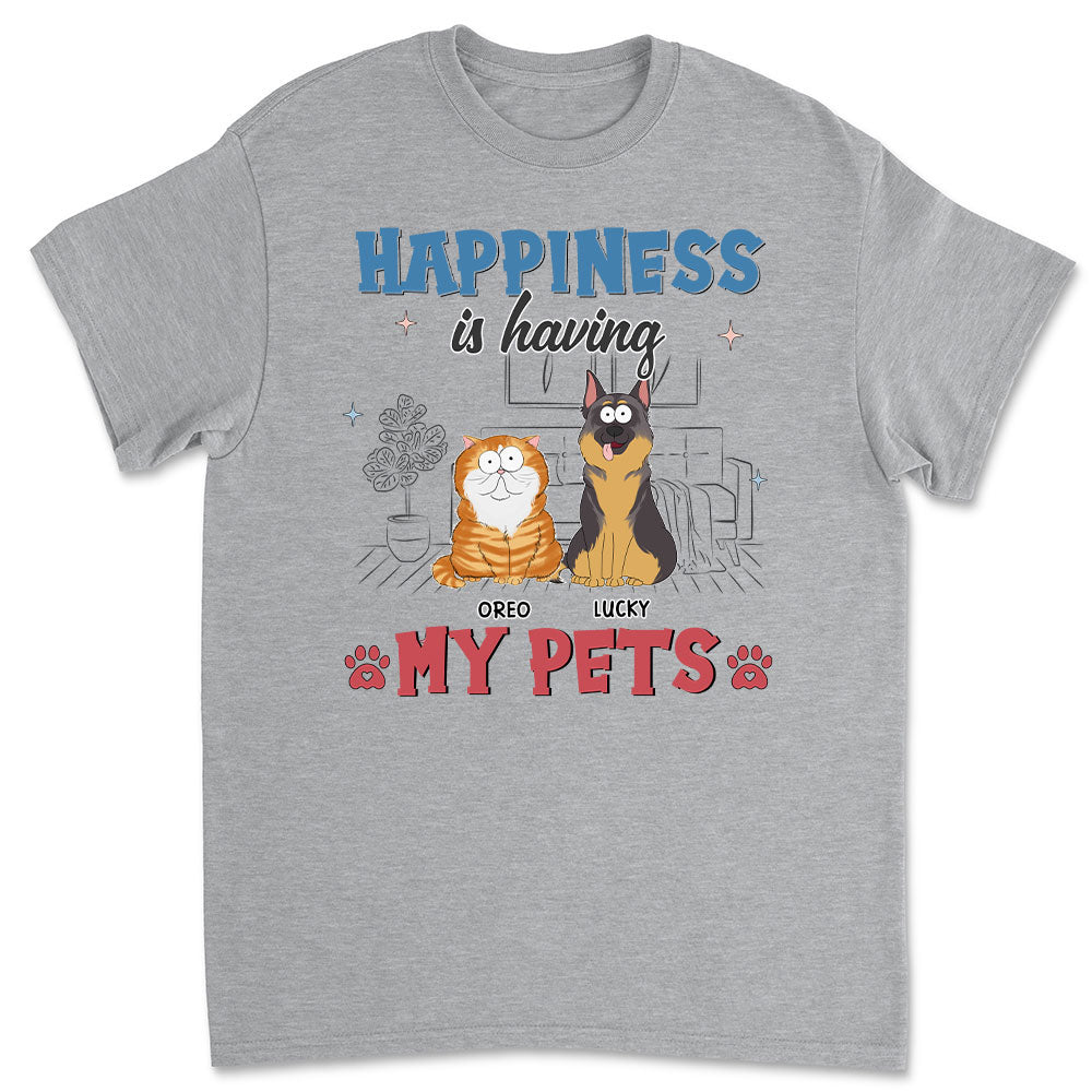 Personalized Unisex Pet Lover's Happiness T-shirt