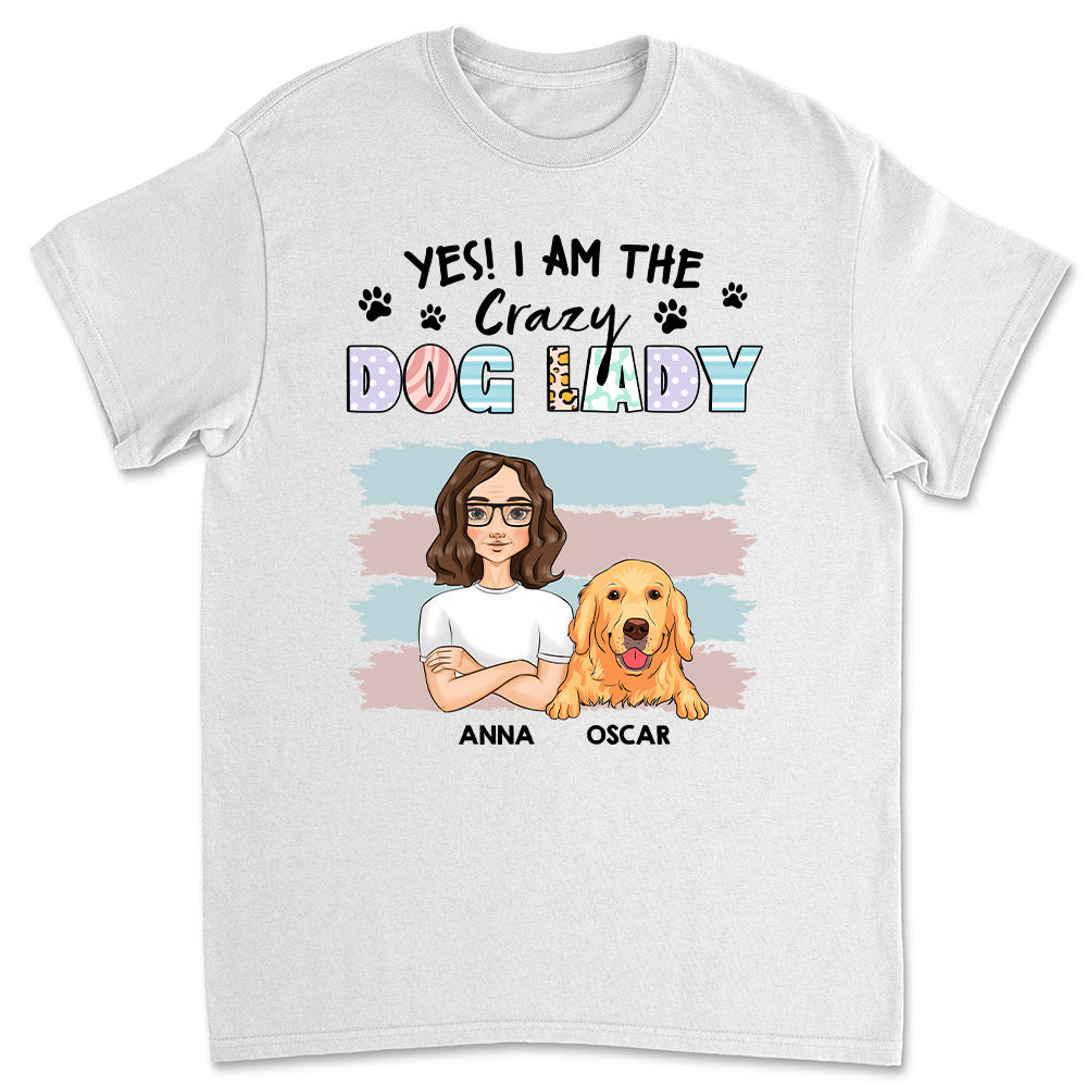 Personalized Crazy Lady and Her Dog Unisex T-shirt - Ideal Gift for Pet Lovers