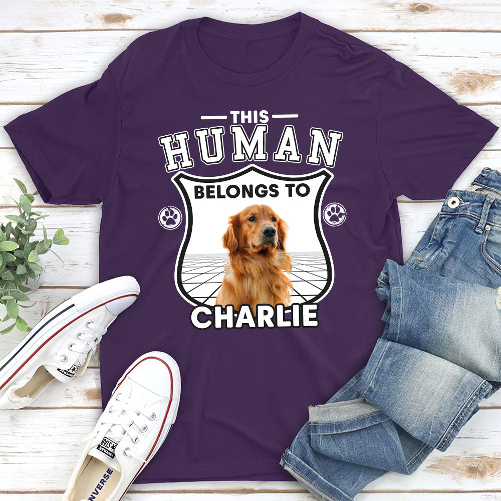 Human Belongs To Dogs Version 2 - Customizable Unisex Personalized T - shirt for Pet Lovers