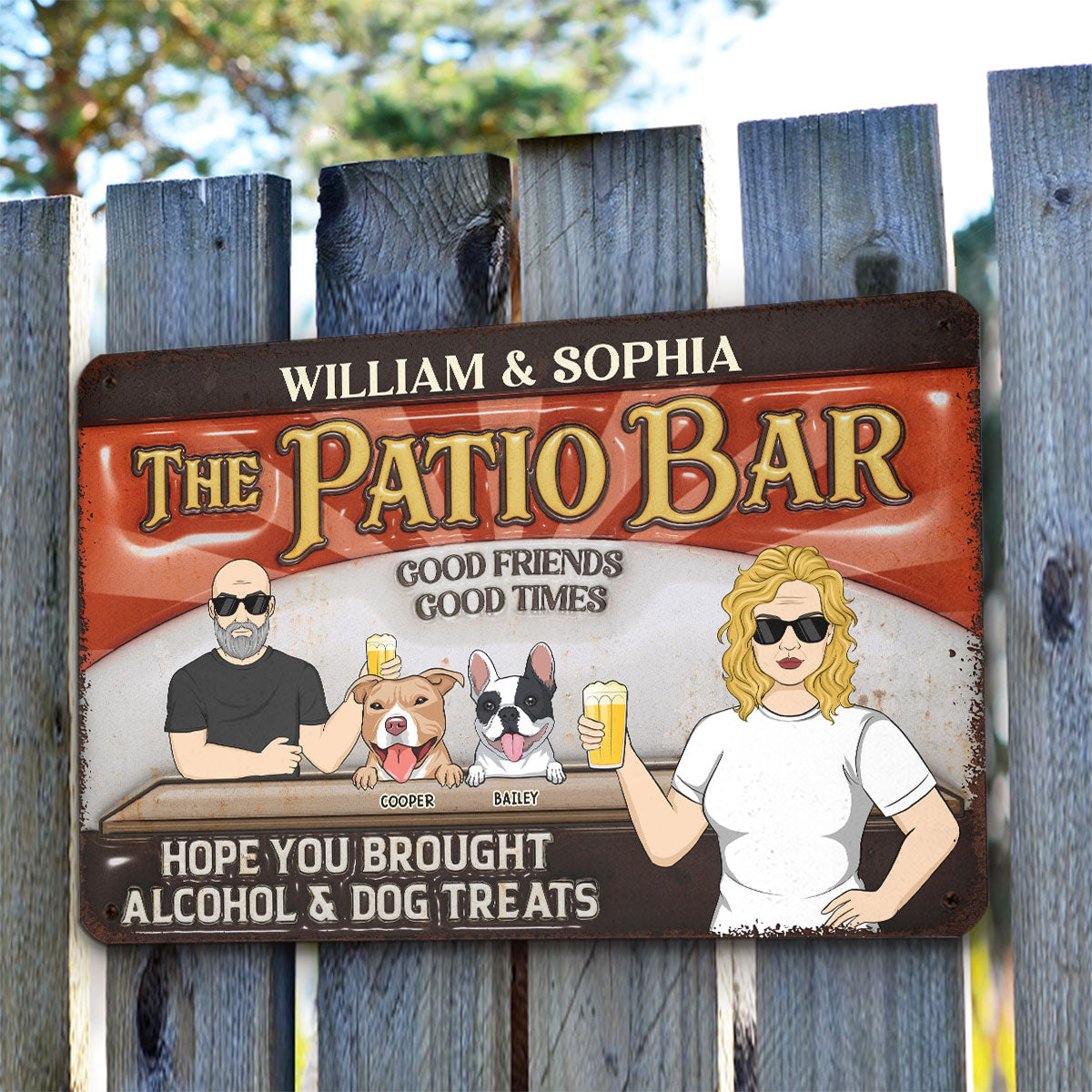 Personalized Custom 3D Inflated Effect Metal Sign: Alcohol and Dog Treats Themed