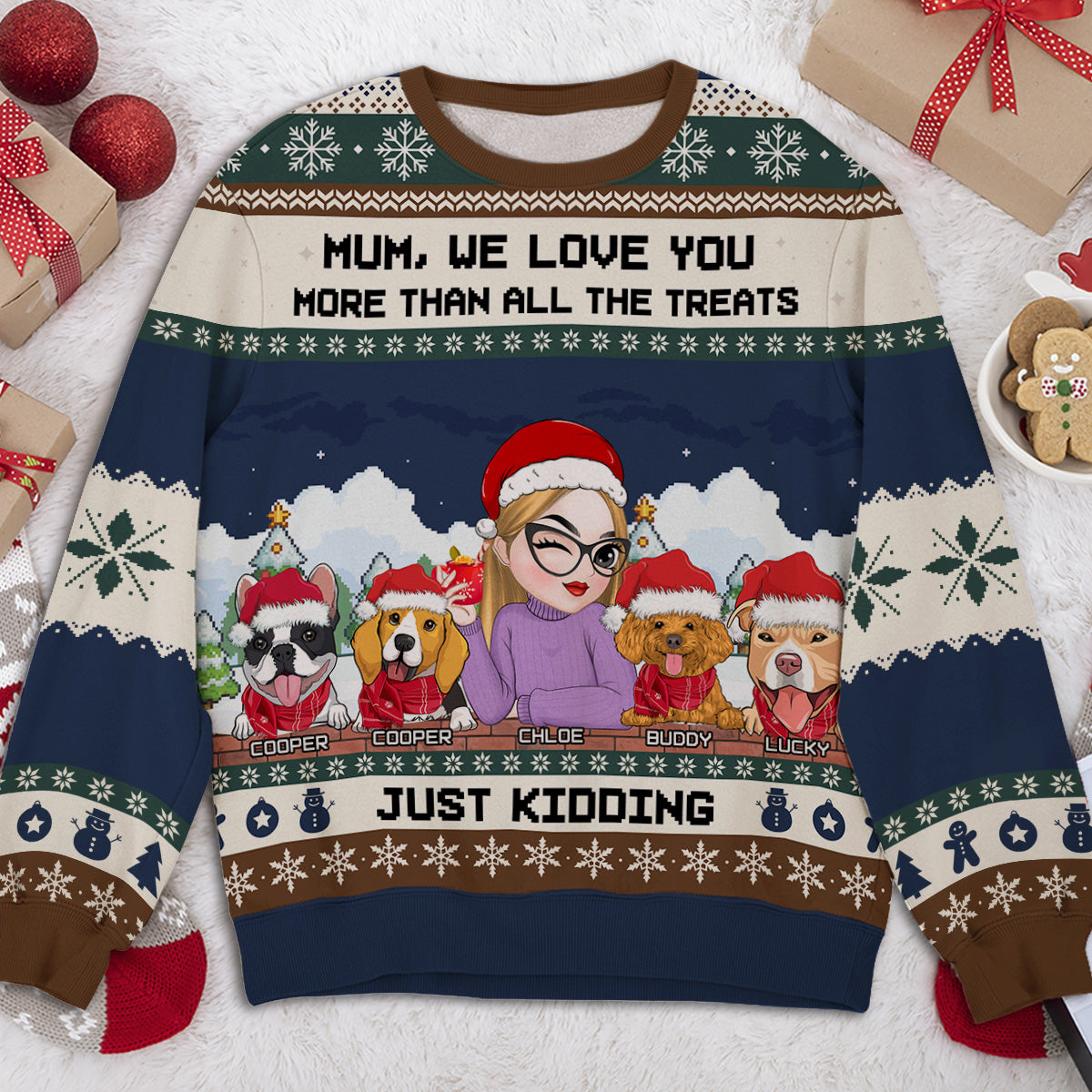 Just Kidding - Customizable All-Over Print Personalized Sweatshirt for Pet Lovers