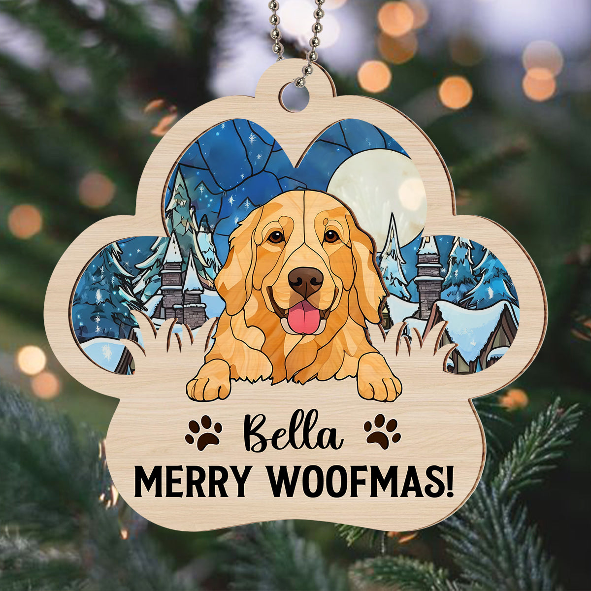 Personalized Holiday Cheer Custom Suncatcher Ornament
