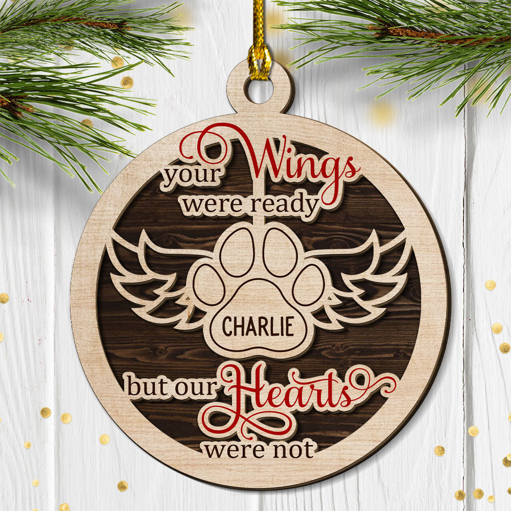 Customizable 2-Layered Angel Wings Wood Christmas Ornament for Pet Lovers