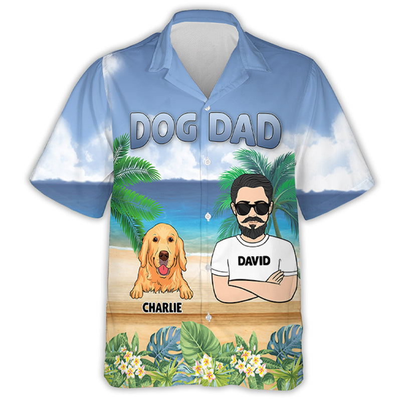 Customizable Dog Dad Summer Hawaiian Shirt - Personalized for Pet Lovers